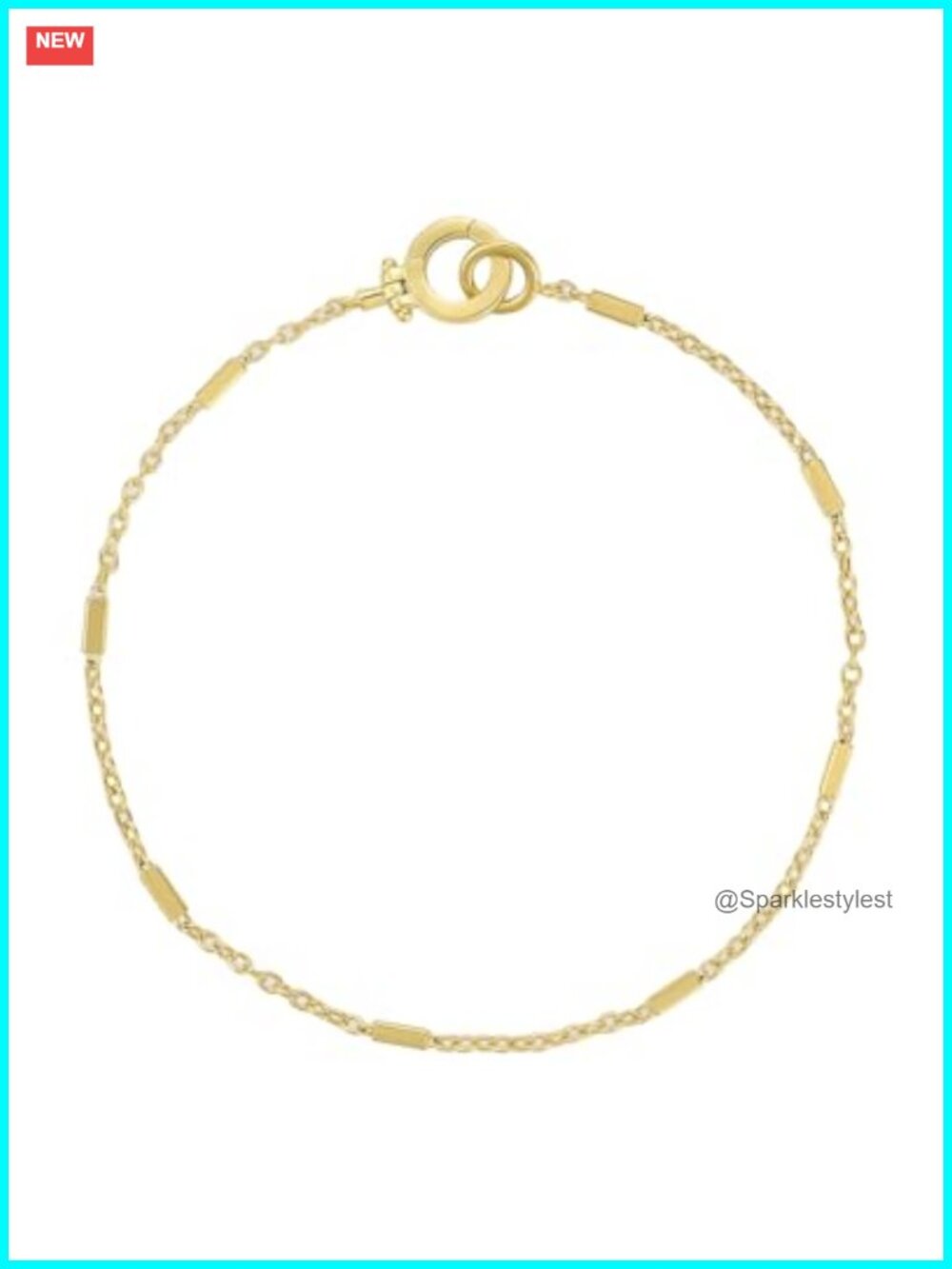 18K Gold Plated Chain Bracelet with Bar Accents & Hinge Closure